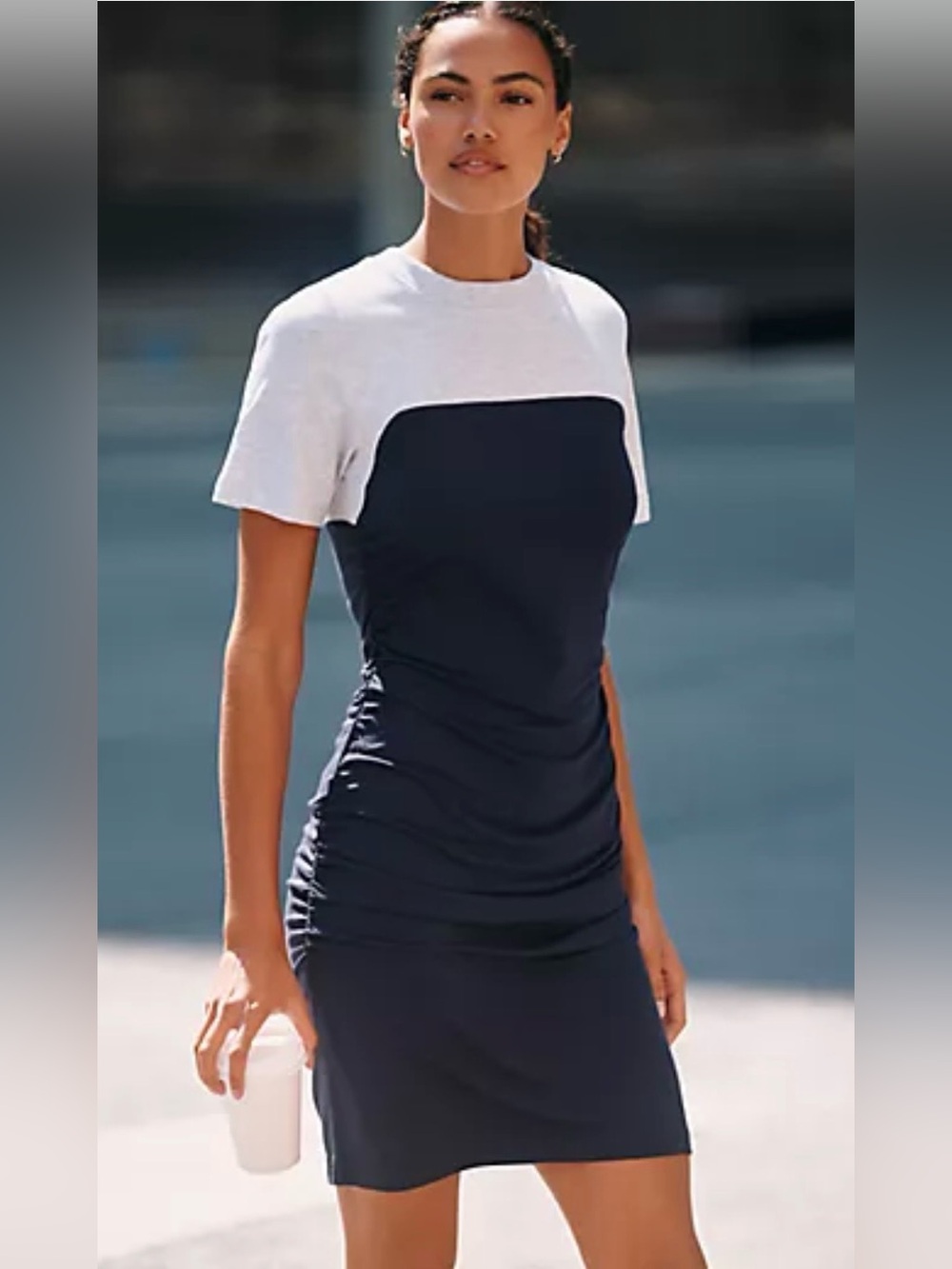Anthropologie daily practice  Two-Tone Navy and White Tee Dress size xs